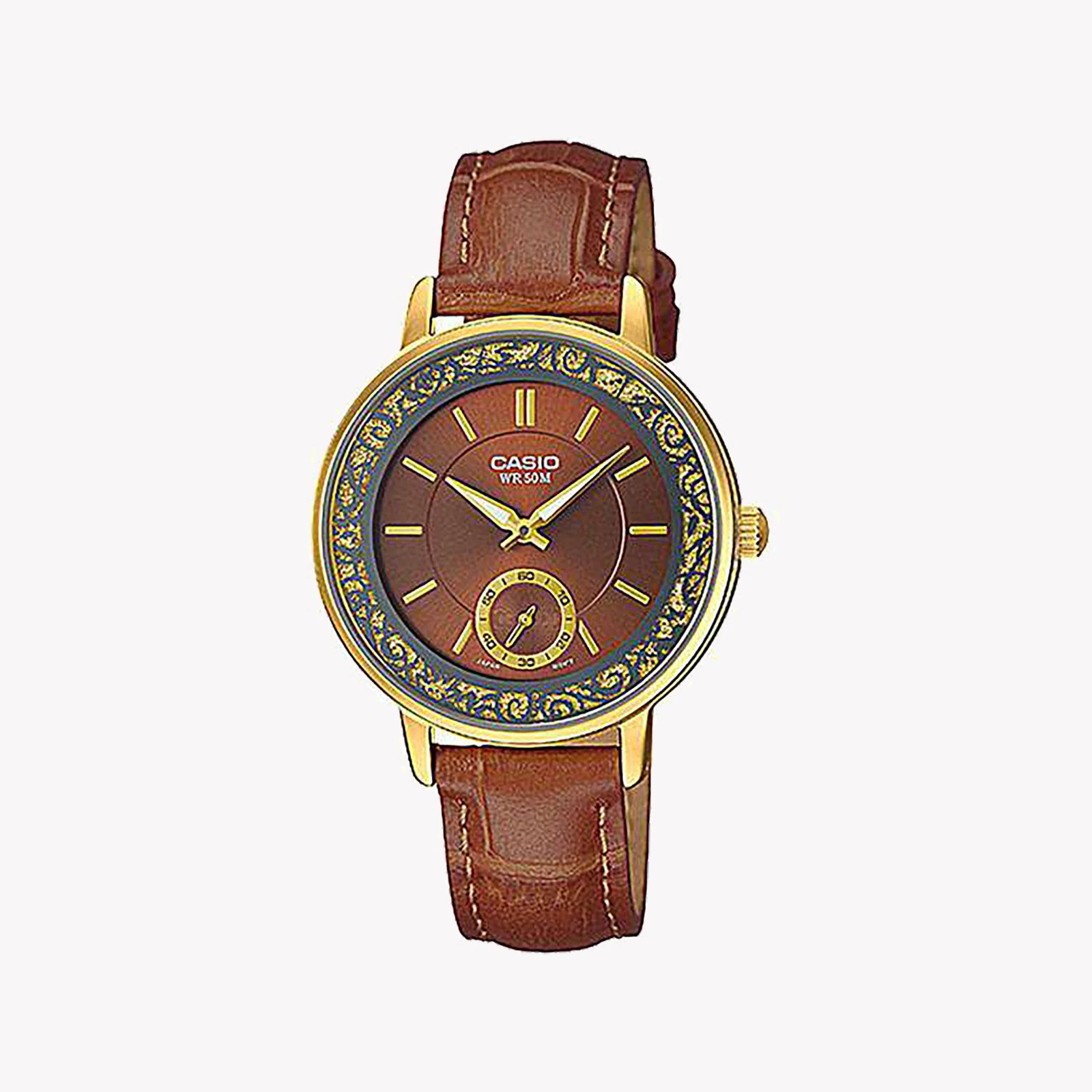 Ltp Women's Gold-Stainless Steel Watch, Brown Leather Strap | Ltp-E408gl-5avdf by i-watch