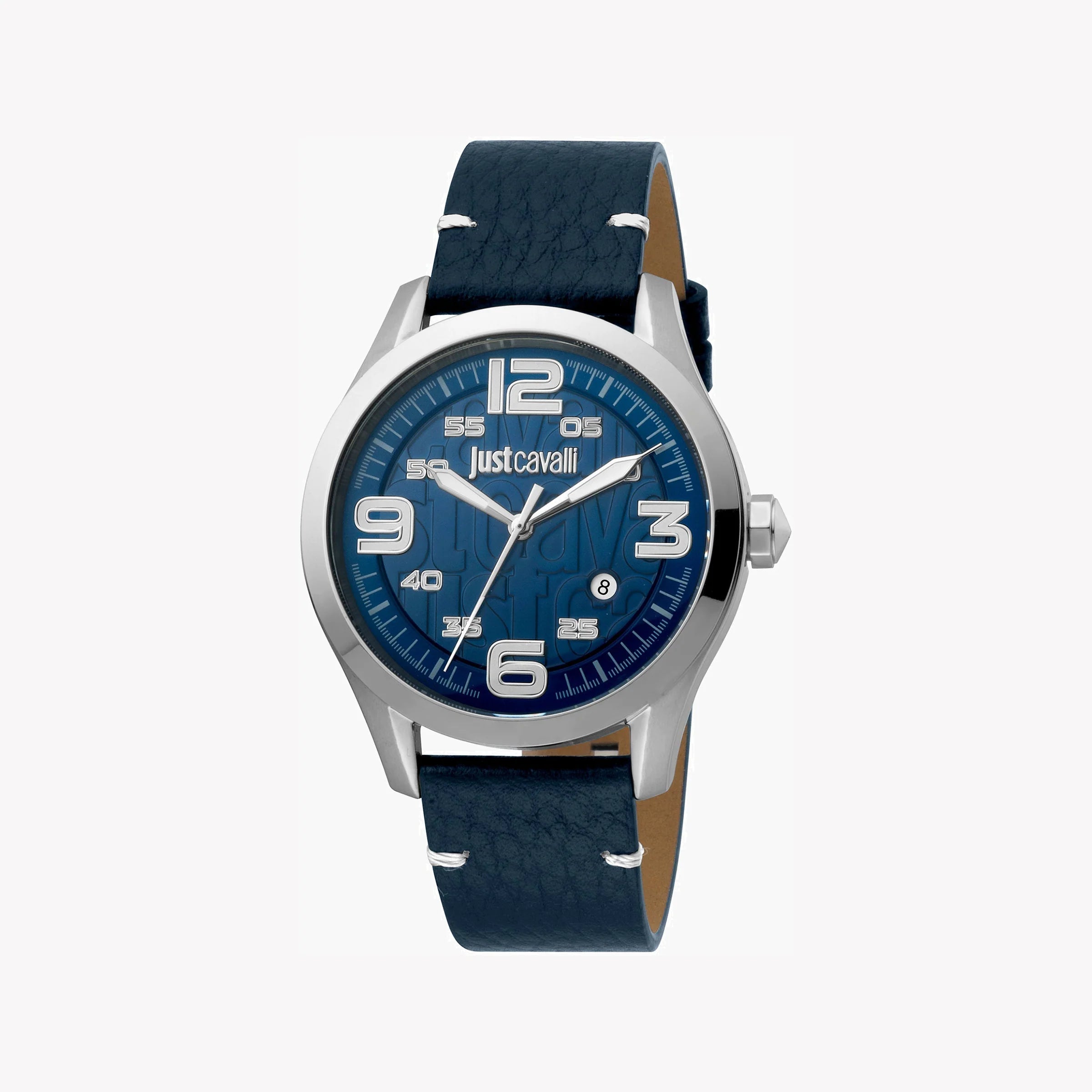 JUST CAVALLI JC1G108L0015 ELEGANT BLUE DIAL MEN'S WATCH – SOPHISTICATED STAINLESS STEEL & LEATHER