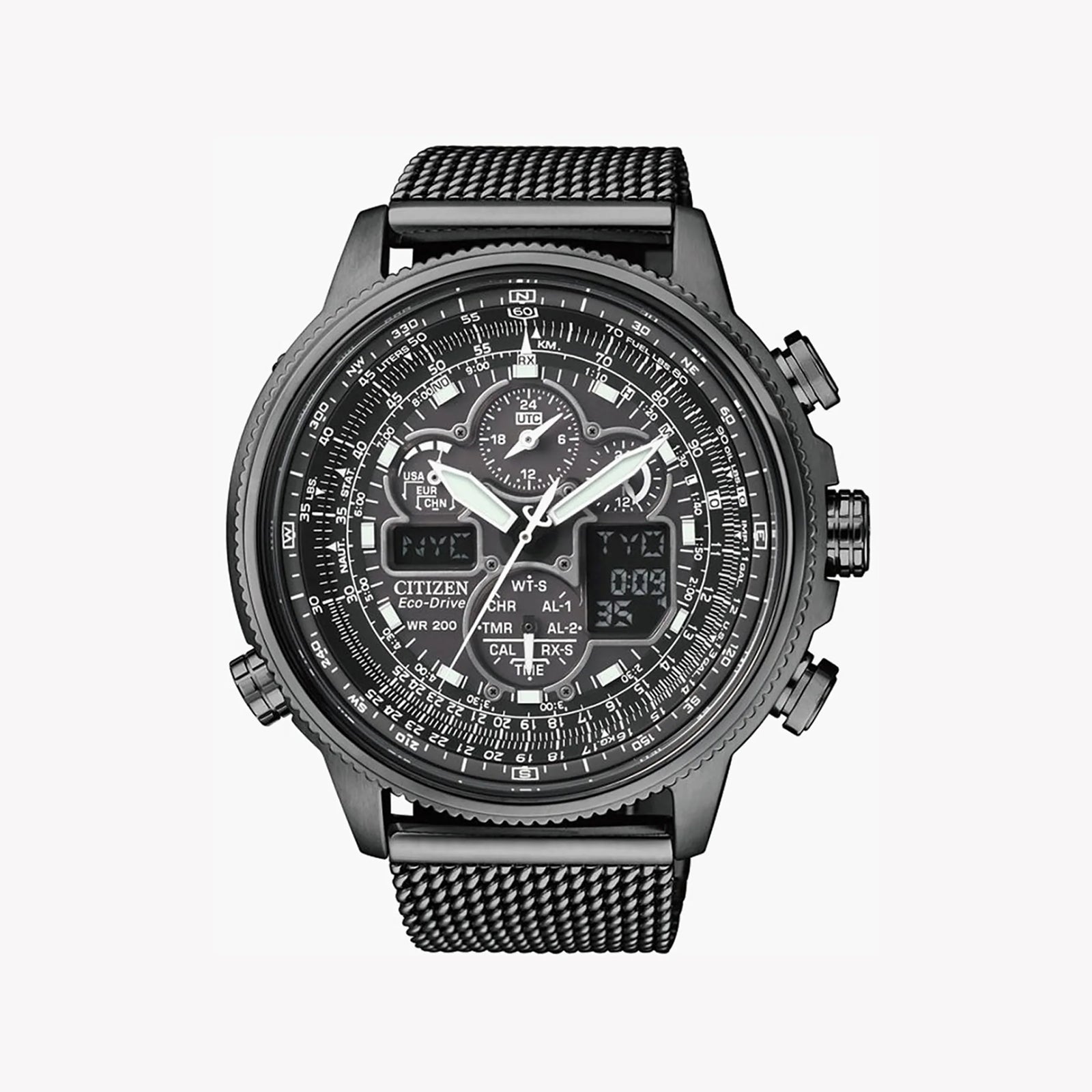 Citizen Jy8037-50e Atomic Eco-Drive - Bold Black Stainless Steel Men's Watch by i-watch
