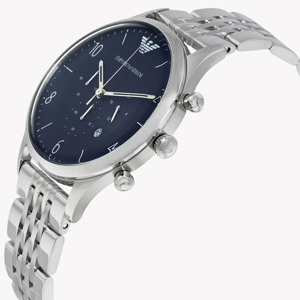 Emporio Armani Men's Silver Watch, Blue Dial | Ar1648