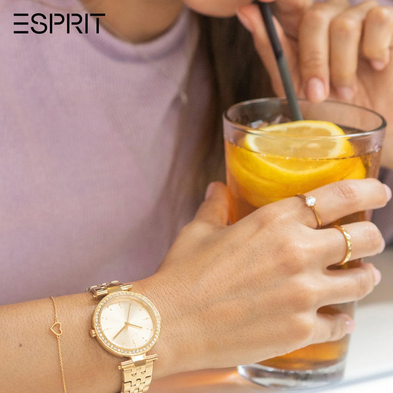 Esprit Women's Gold Stainless Steel Watch, Champagne Dial | Es1l190m0075 by i-watch