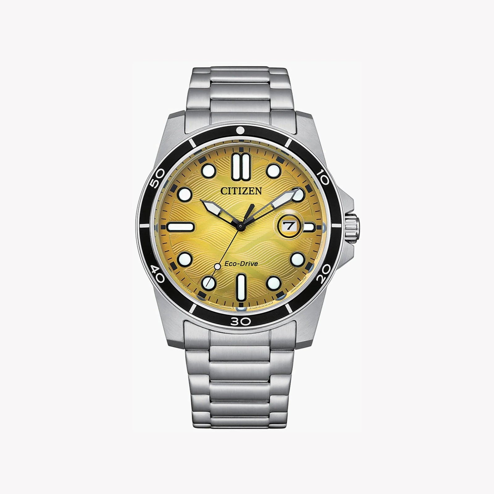 Citizen Men's Silver Stainless Steel Watch, Yellow Dial | Aw1816-89x by i-watch