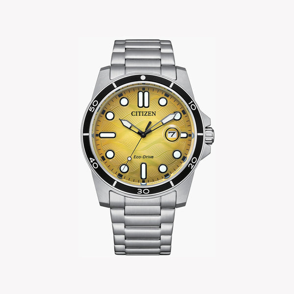 Citizen Men's Silver Stainless Steel Watch, Yellow Dial | Aw1816-89x by i-watch