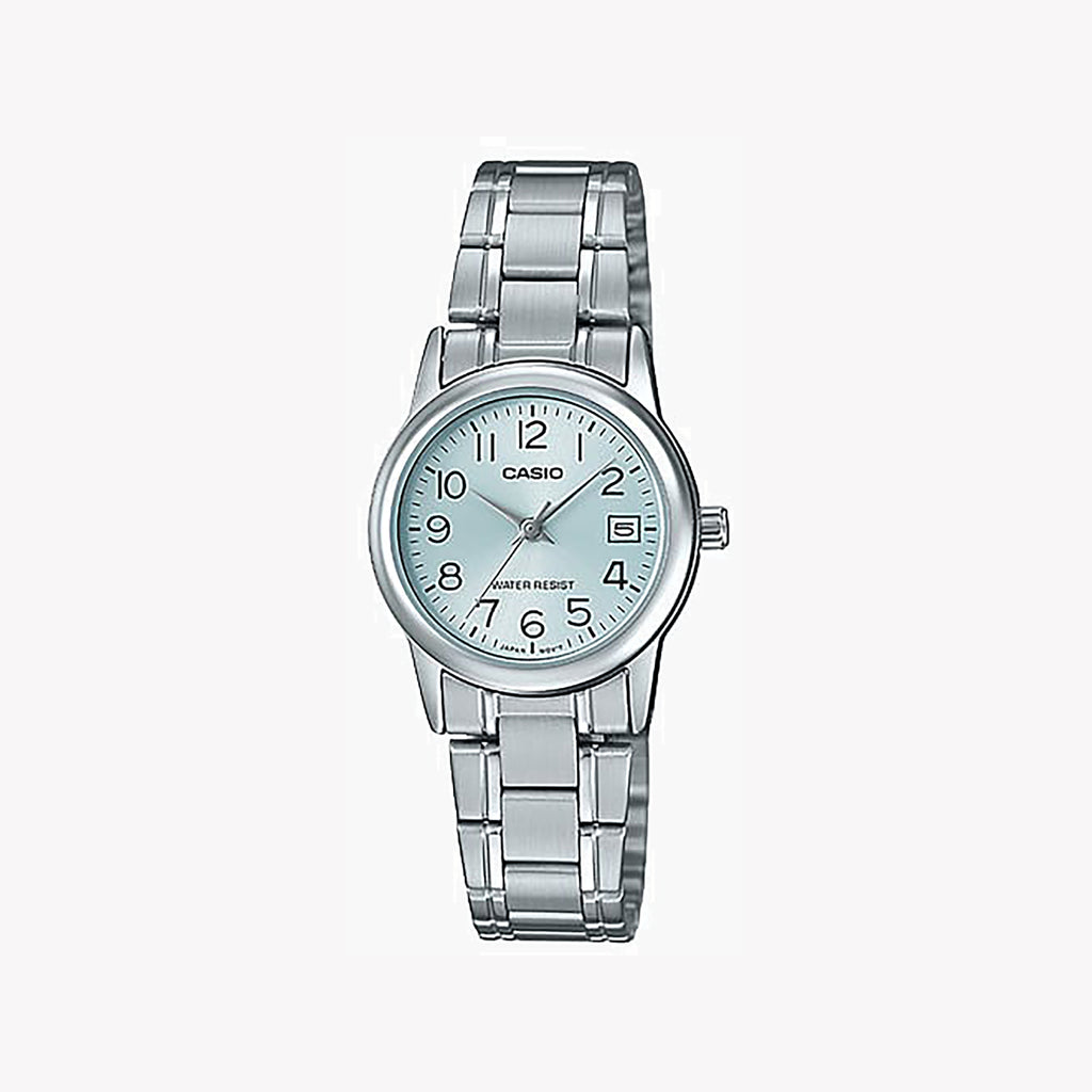 CASIO Women's Watch with Silver Brass Case and Silver Stainless Steel Band