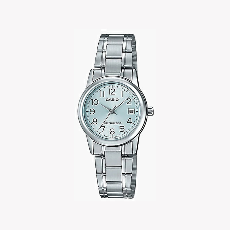 CASIO Women's Watch with Silver Brass Case and Silver Stainless Steel Band