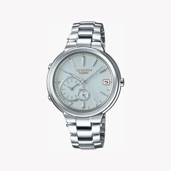 Casio Sheen Women's Silver Stainless Steel, White Dial | Shb-200d-7aer by i-watch