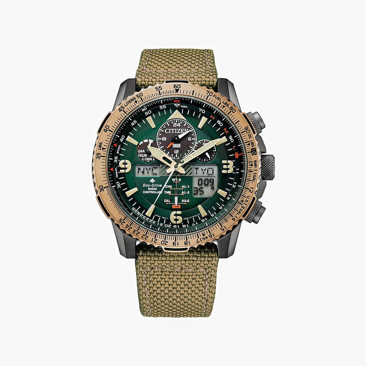 CITIZEN JY8074-11X ADVENTURE READY - DYNAMIC MEN'S TIMEPIECE WITH DARK GREEN STAINLESS STEEL & MULTIFUNCTIONAL CAPABILITIES