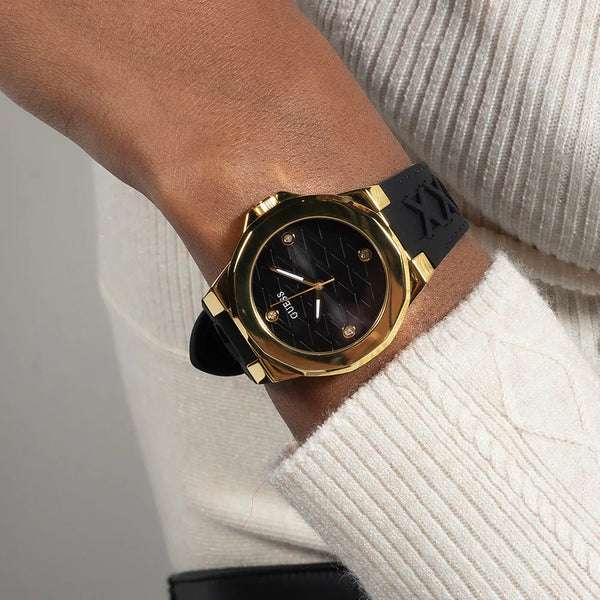 Guess Unisex Gold Watch, Black Dial | Gw0599l2 by i-watch
