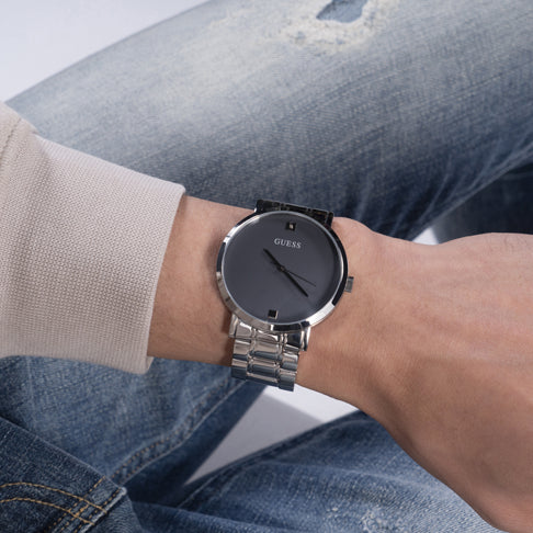 Guess Women's Silver Watch, Black Dial | W1315g1 by i-watch