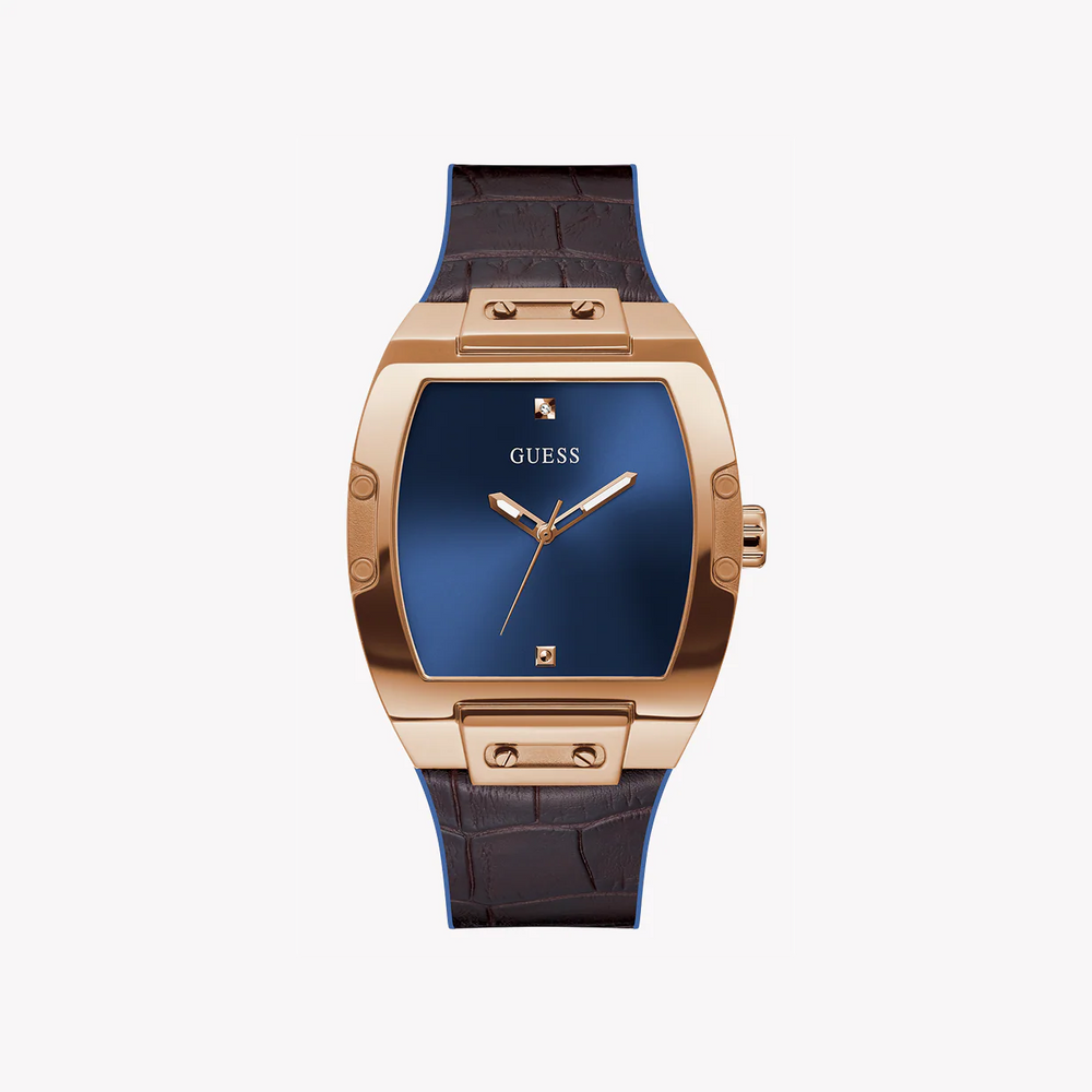 Guess Men's Rose Gold Watch, Brown Leather | Gw0386g2 by i-watch