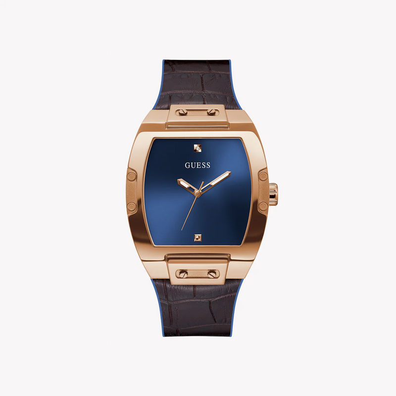 Guess Men's Rose Gold Watch, Brown Leather | Gw0386g2 by i-watch