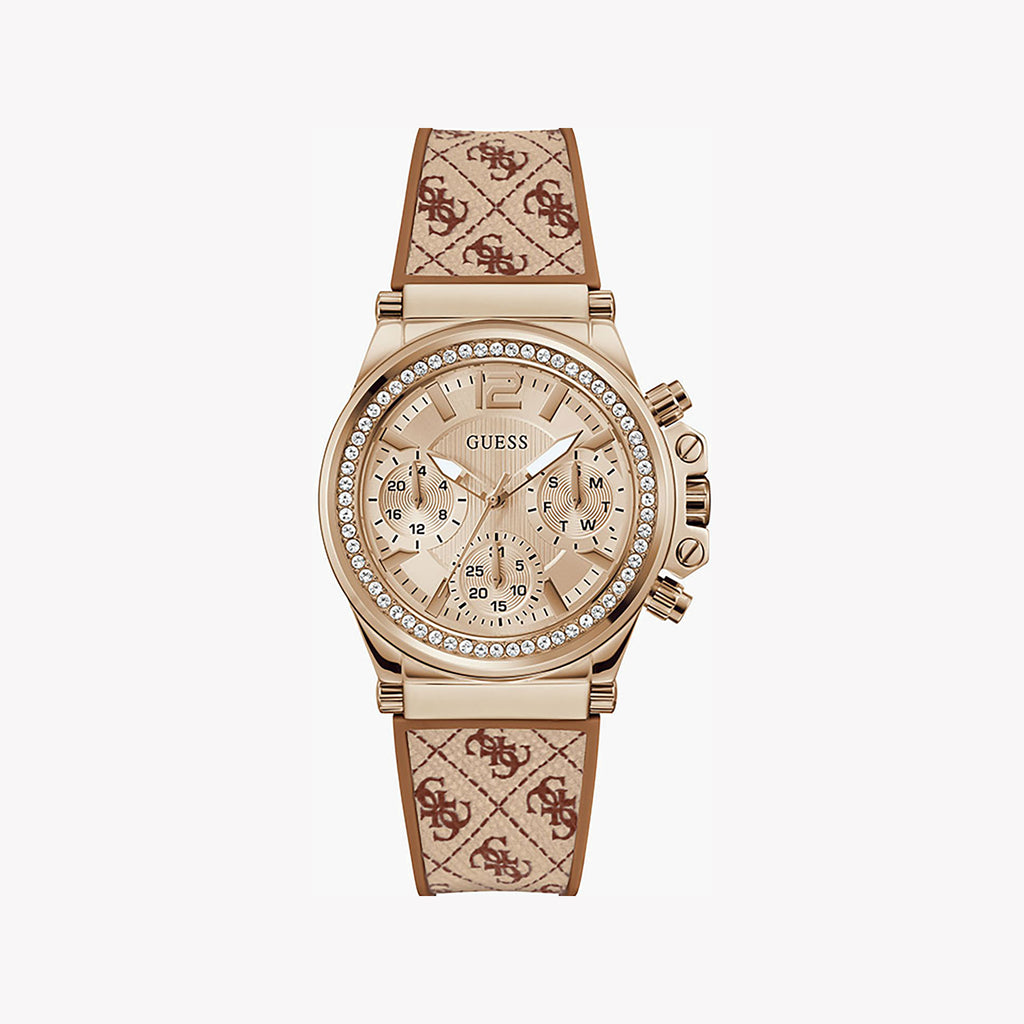 GUESS GW0699L2 RADIANT CHIC - MODERN ROSE GOLD WOMEN'S WATCH with Silicone Band and Elegant Dial