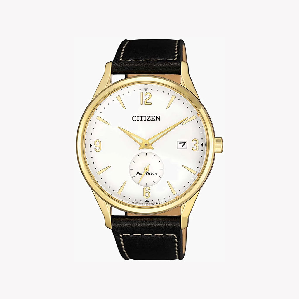 CITIZEN BV1118-17A: ELEGANT GOLD-ACCENTED ECO-DRIVE MEN'S WATCH WITH LEATHER BAND