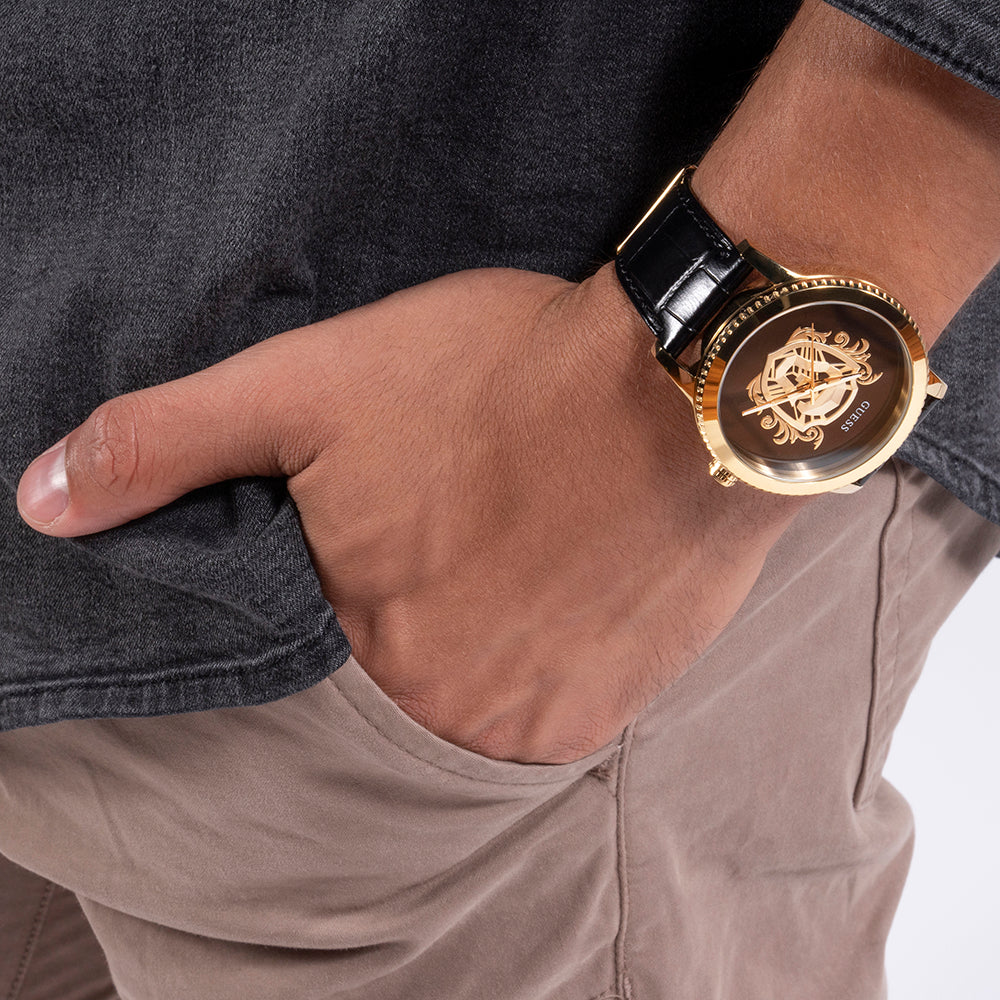 GUESS GW0566G1 BOLD ELEGANCE - MENS GOLD & BLACK LEATHER TIMEPIECE-i-Watch-4