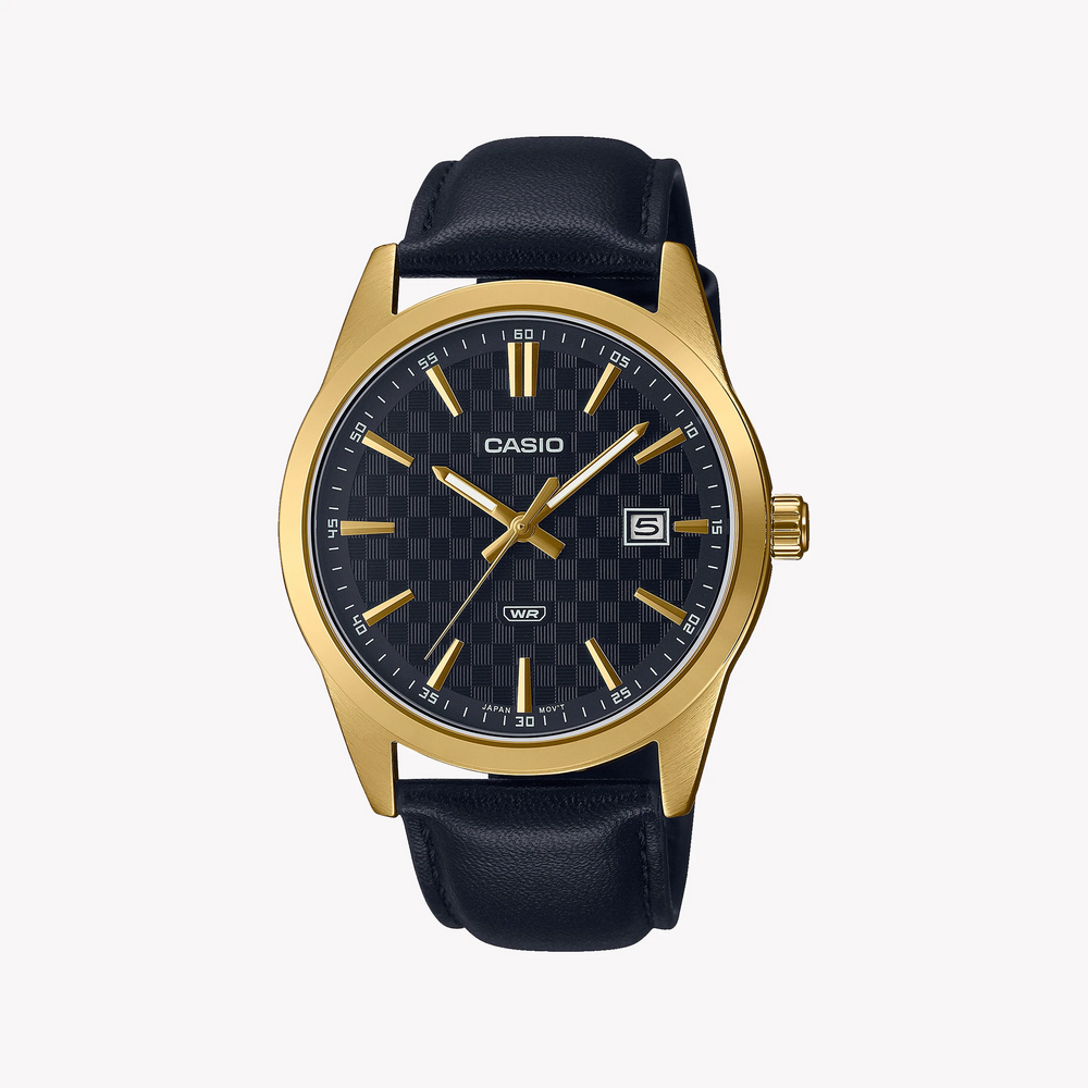 Casio Men's Gold Stainless Steel Watch, Black Leather | Mtp-Vd03gl-1a by i-watch