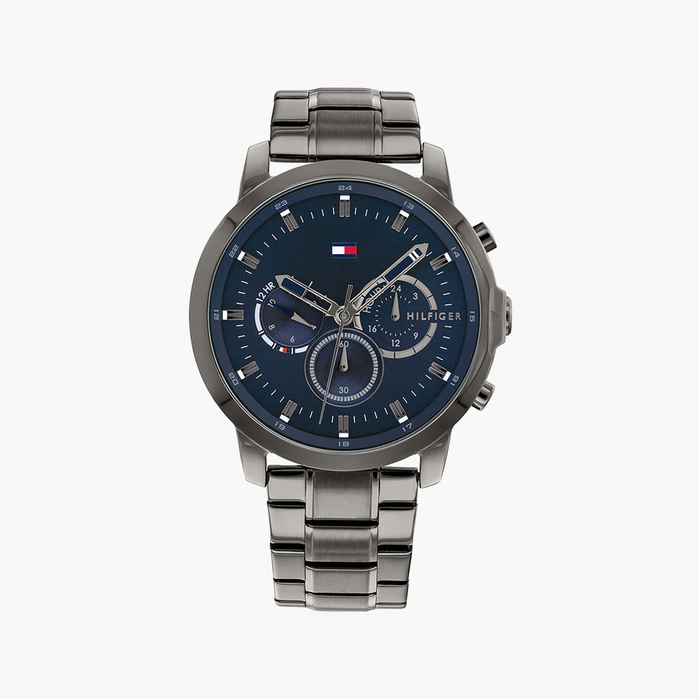 Tommy Hilfiger Men's Grey Stainless Steel, Blue Dial | 1671527 by i-watch