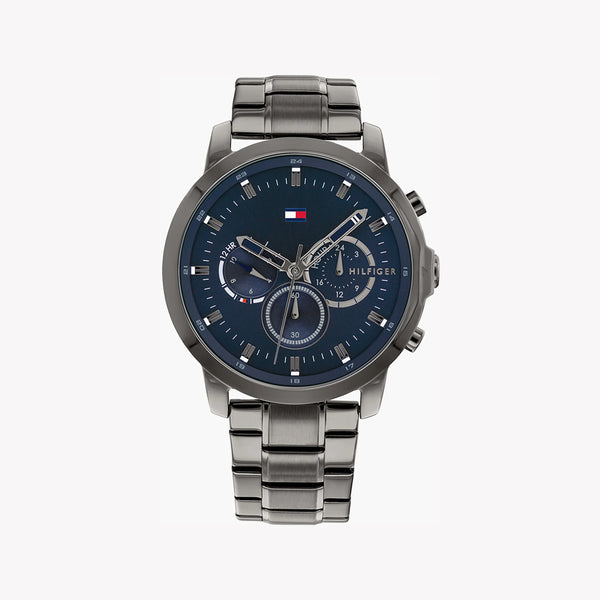 Tommy Hilfiger Men's Grey Stainless Steel, Blue Dial | 1671527 by i-watch