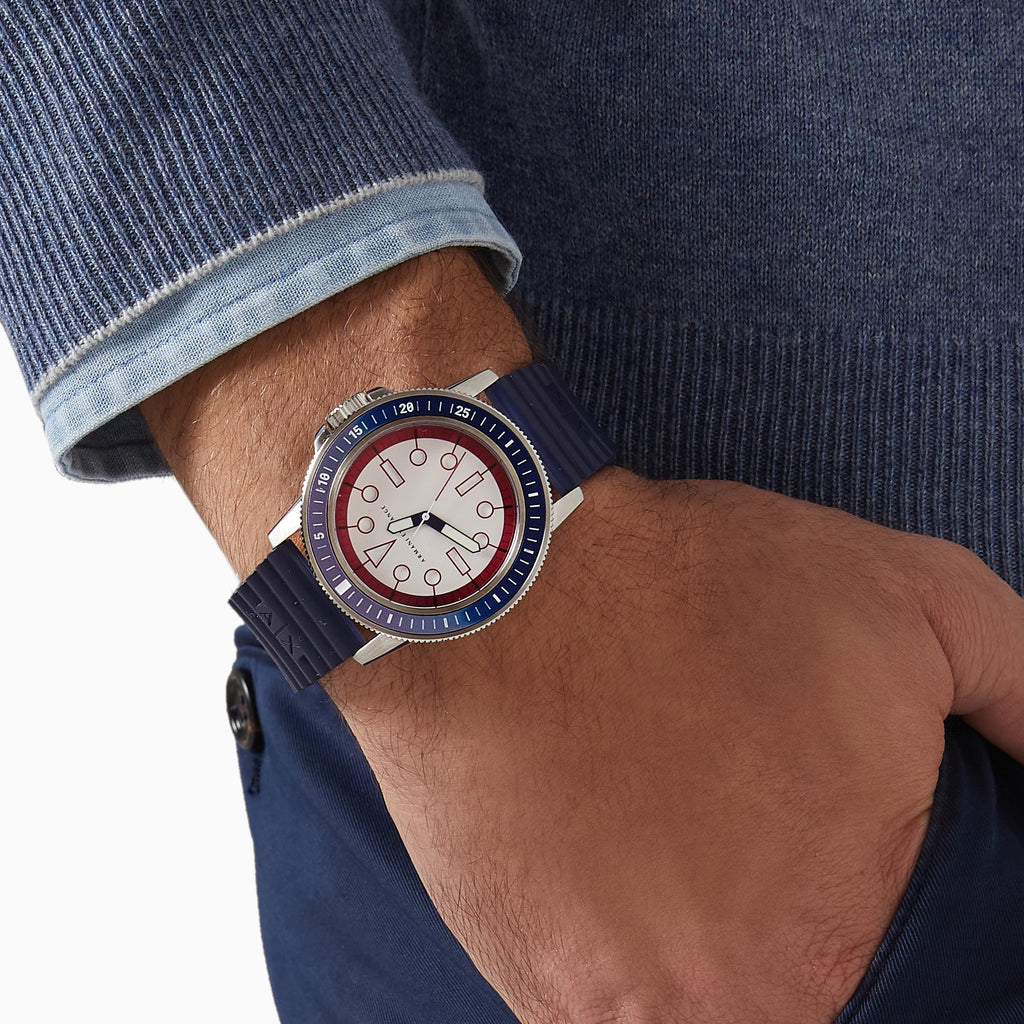 ARMANI EXCHANGE AX1859 - VIBRANT STYLE MEN'S ANALOG WATCH WITH BLUE SILICONE BAND-i-Watch-4