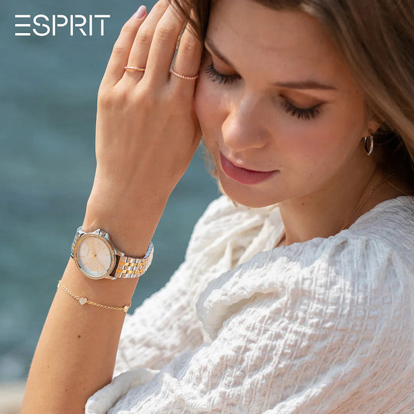 Esprit Women's Silver & Gold Stainless Steel Watch, Silver Dial | Es1l034m0025 by i-watch