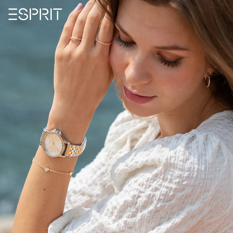 Esprit Women's Silver & Gold Stainless Steel Watch, Silver Dial | Es1l034m0025 by i-watch