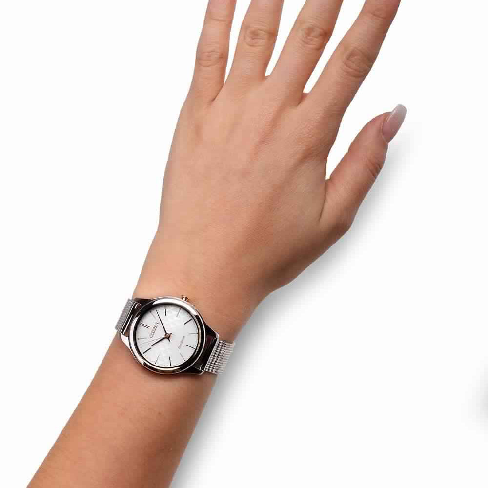 CITIZEN Eco-Drive EM0504-81A RADIANT STYLE - ELEGANT WOMEN'S TIMEPIECE with Silver Mesh Band-i-Watch-6