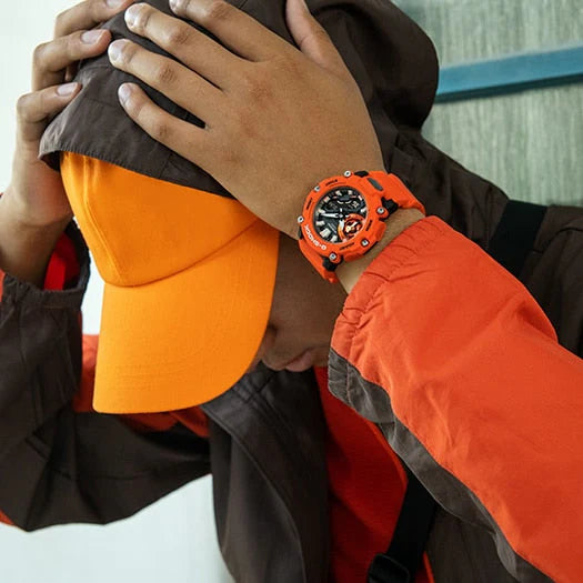 G-SHOCK Men's Orange Resin Watch, Black Dial | GA-2200M-4ADR