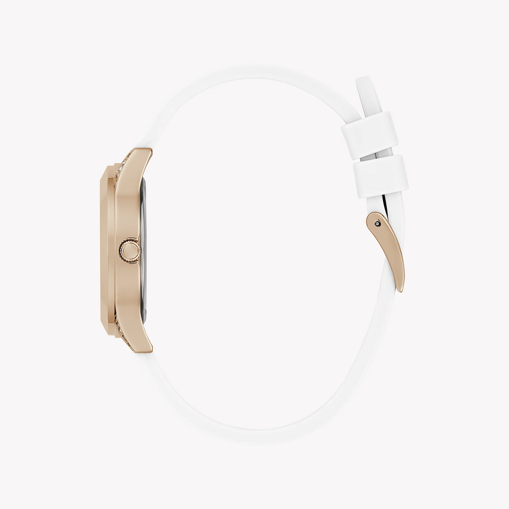 Guess Women's Rose Gold Silicone Watch, White Dial | Gw0678l4 by i-watch