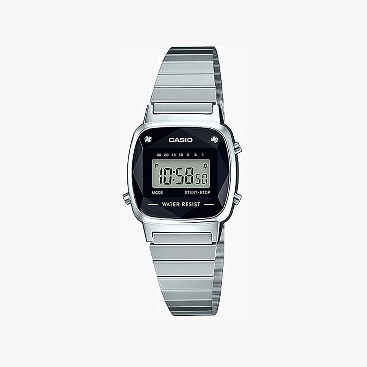 CASIO LA670WAD-1DF CHIC SPORTY ELEGANCE - FUNCTIONAL WOMEN'S DIGITAL WATCH with stainless steel band and sleek silver case