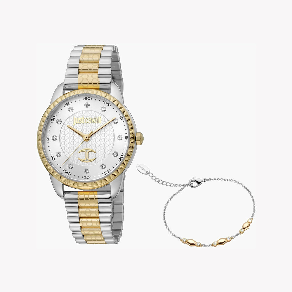 Just Cavalli Women's Silver & Gold Watch, Silver Dial | Jc1l176m0085 by i-watch