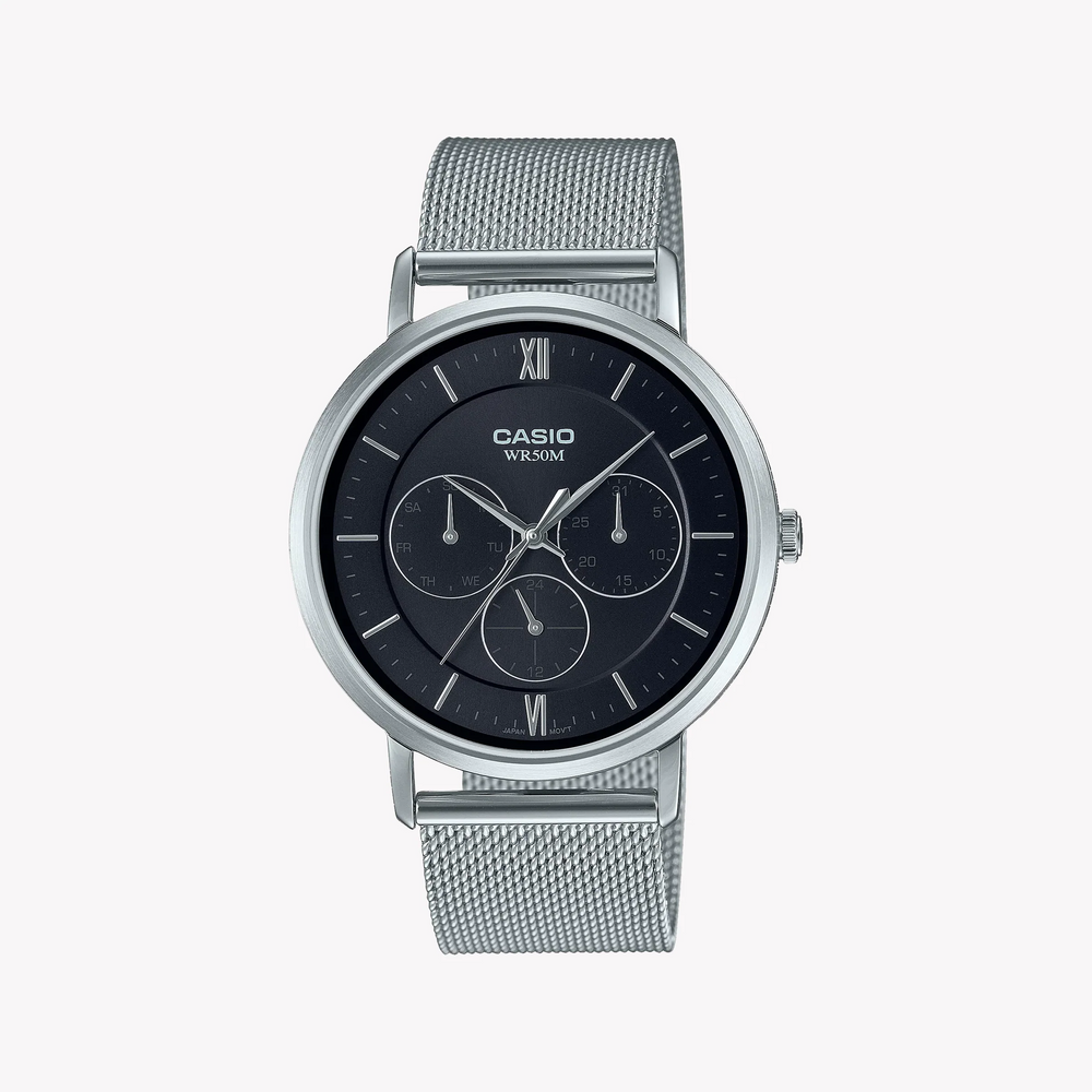Casio Mtp-B300m-1avdf Sporty Elegance - Men's Stainless Steel Watch With Black Dial & Date Display by i-watch