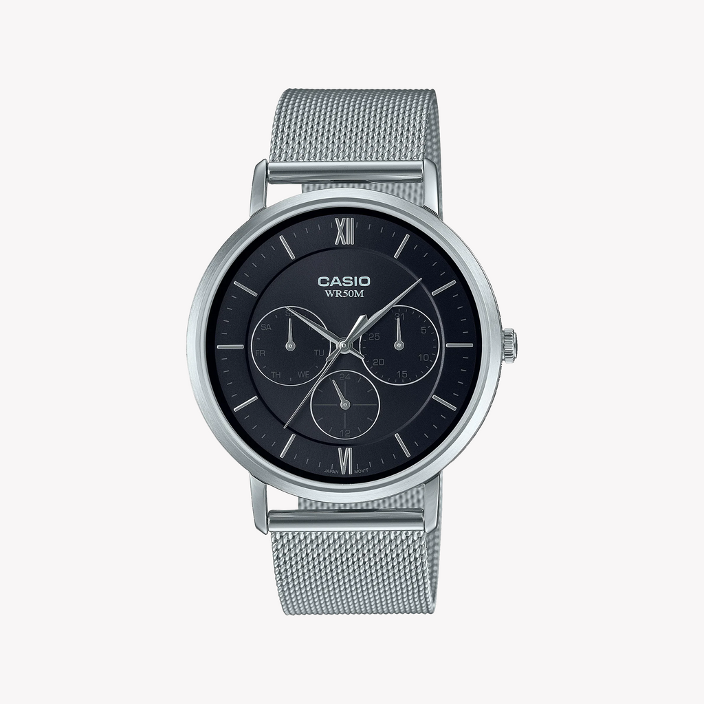 CASIO MTP-B300M-1AVDF SPORTY ELEGANCE - MEN'S STAINLESS STEEL WATCH with Black Dial & Date Display