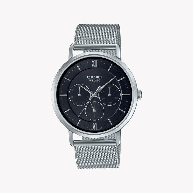 Casio Mtp-B300m-1avdf Sporty Elegance - Men's Stainless Steel Watch With Black Dial & Date Display by i-watch