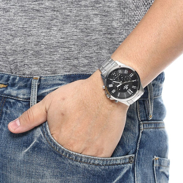 Casio Edifice Efv-500d-1avudf - Rugged Elegance Men's Watch With Black Dial & Stainless Steel Band by i-watch