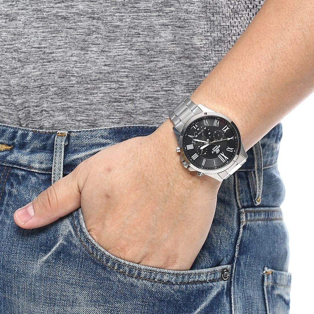 CASIO EDIFICE EFV-500D-1AVUDF - RUGGED ELEGANCE MEN'S WATCH WITH BLACK DIAL & STAINLESS STEEL BAND-i-Watch-5