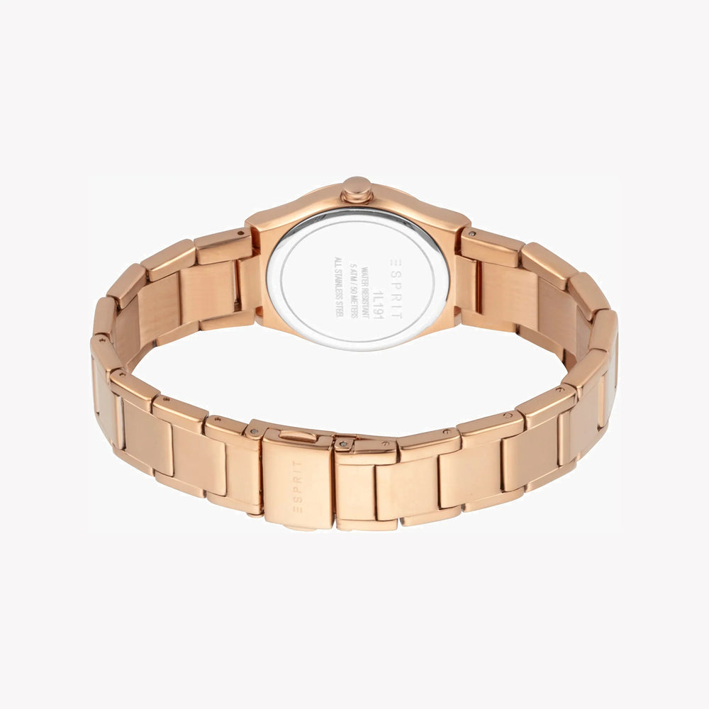 Esprit Women's Rose Gold Stainless Steel Watch, Silver Dial | Es1l131m0055 by i-watch