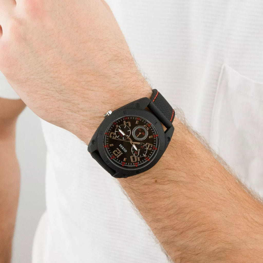 GUESS W1256G1 BOLD BLACK - SOPHISTICATED MEN'S SPORT WATCH with Sleek Design and Silicone Band-i-Watch-2