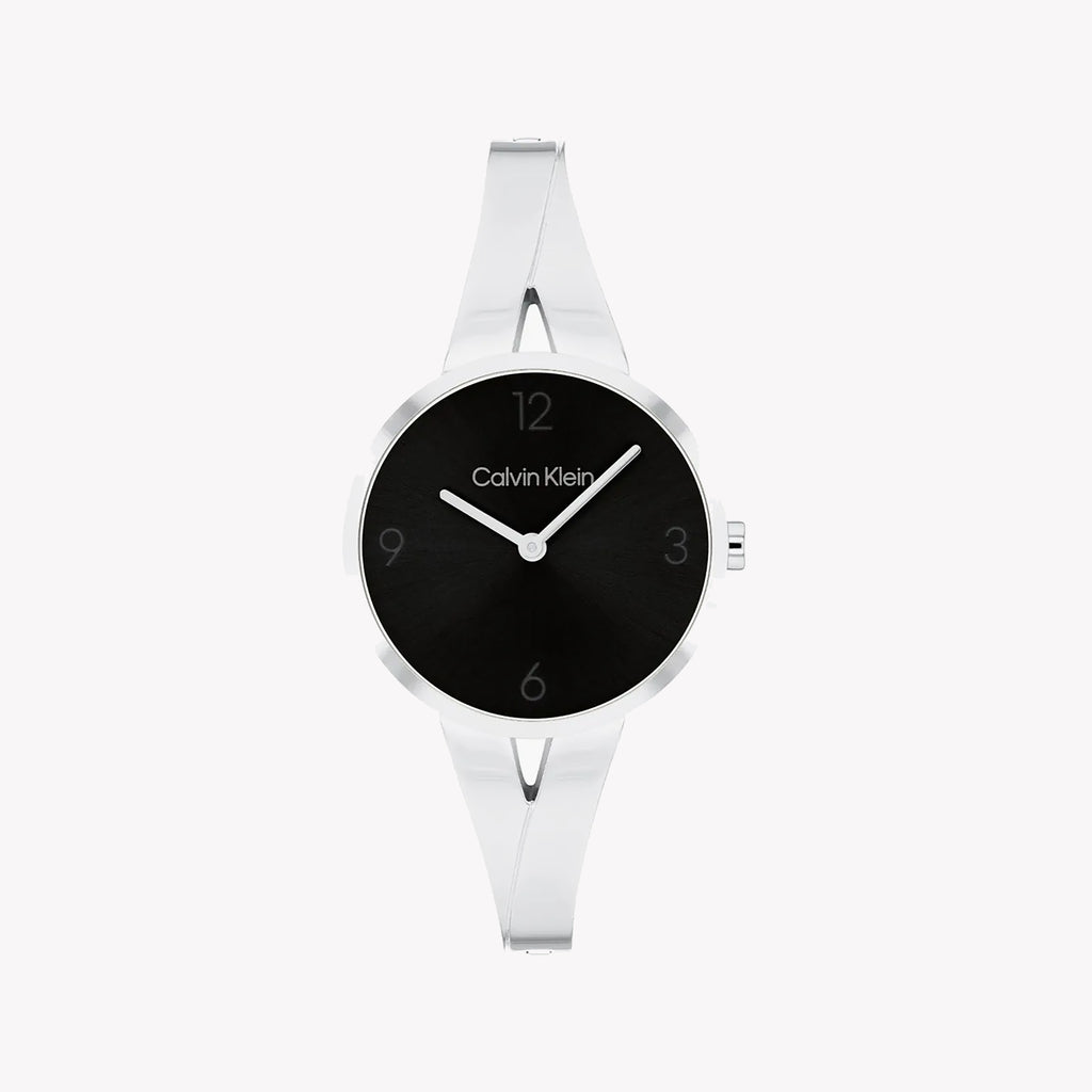 CK CALVIN KLEIN NEW COLLECTION - ELEGANT SILVER & BLACK TIMEPIECE FOR WOMEN