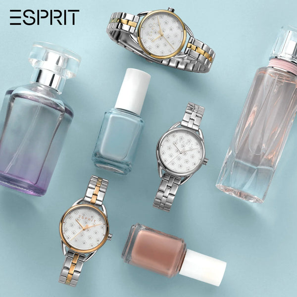Esprit Women's Silver & Gold Stainless Steel Watch, Silver Dial | Es1l123m0025 by i-watch