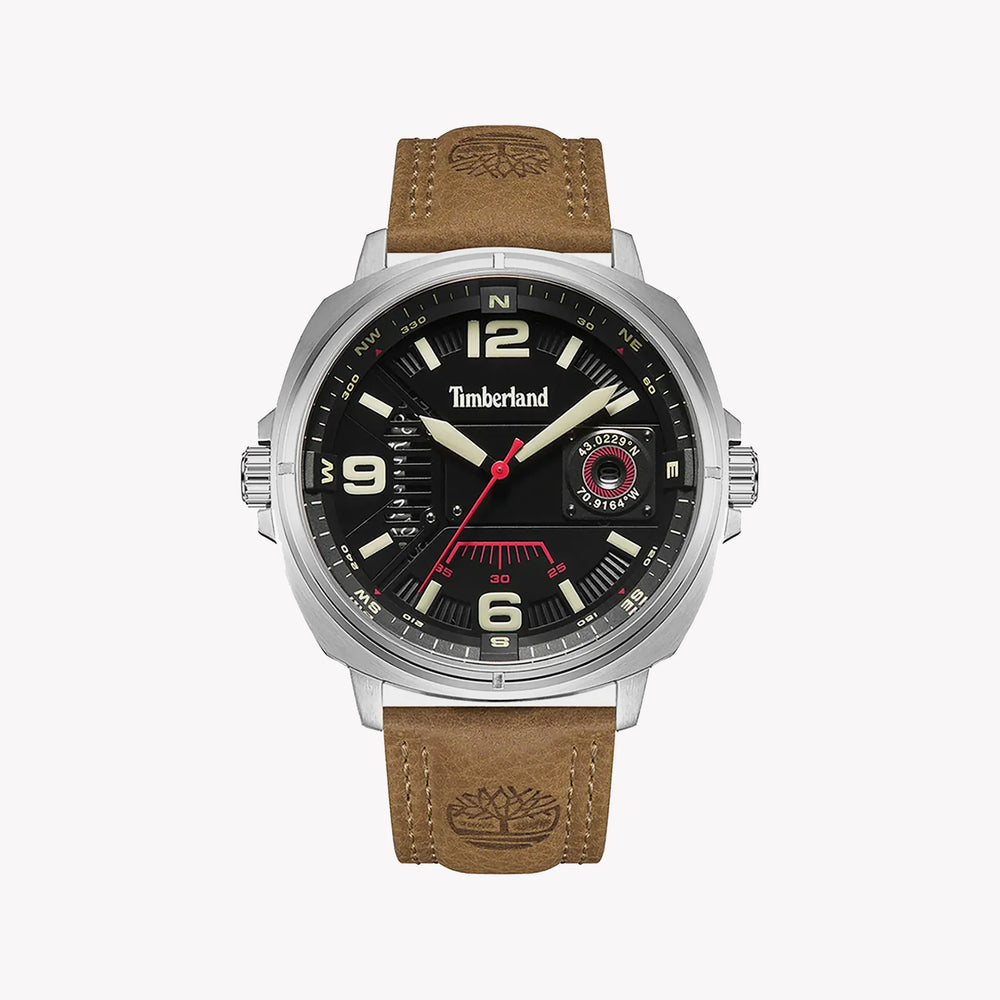 Timberland Men's Silver Stainless Steel Watch, Brown Leather | Tdwgb2201402 by i-watch
