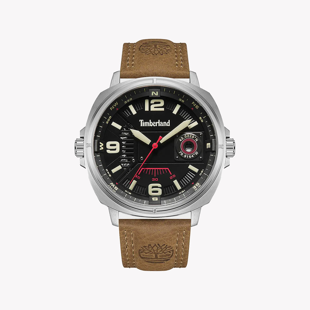 TIMBERLAND TDWGB2201402 - RUGGED EXPLORER MEN'S WATCH WITH LEATHER BAND & BLACK DIAL