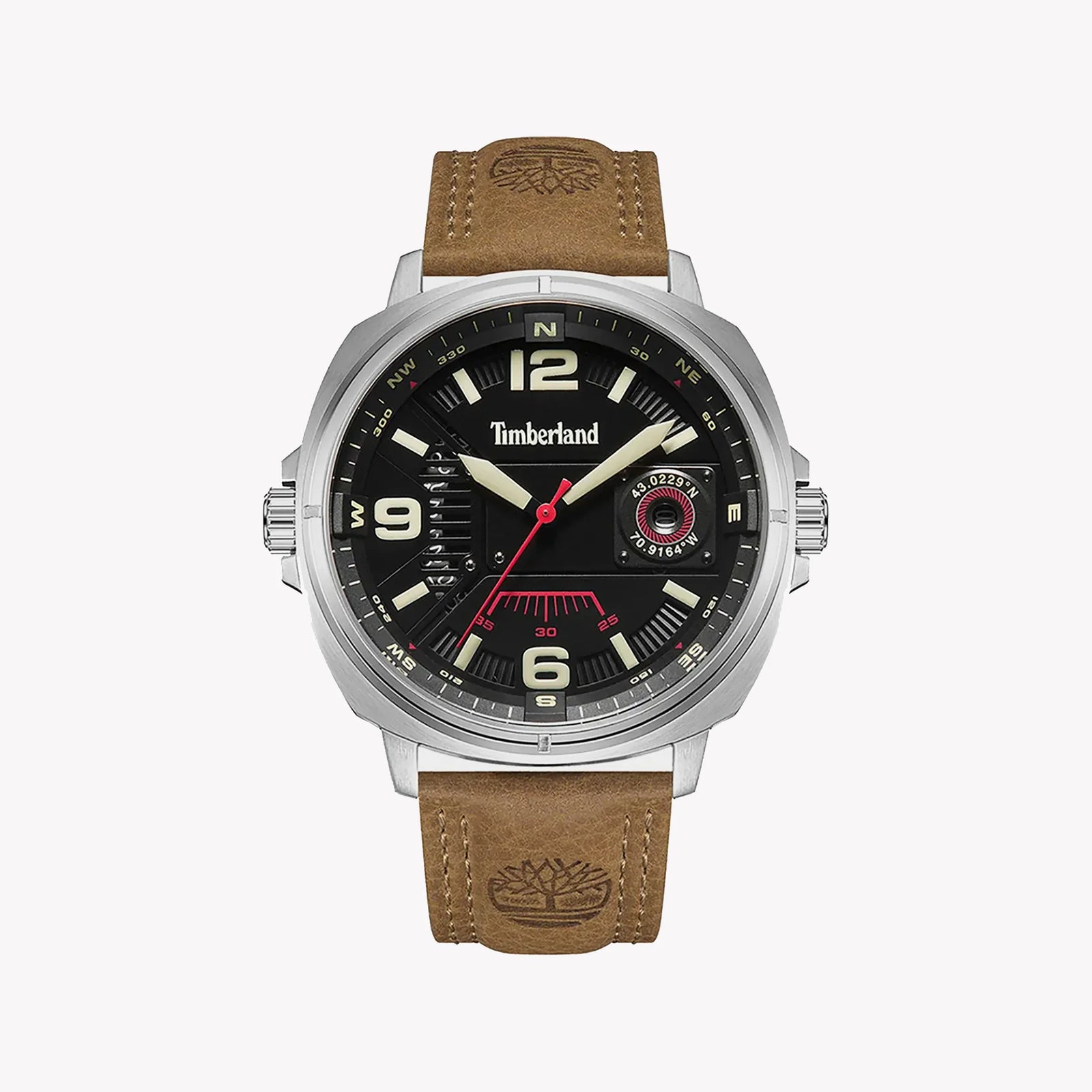 Timberland Men's Silver Stainless Steel Watch, Brown Leather | Tdwgb2201402 by i-watch
