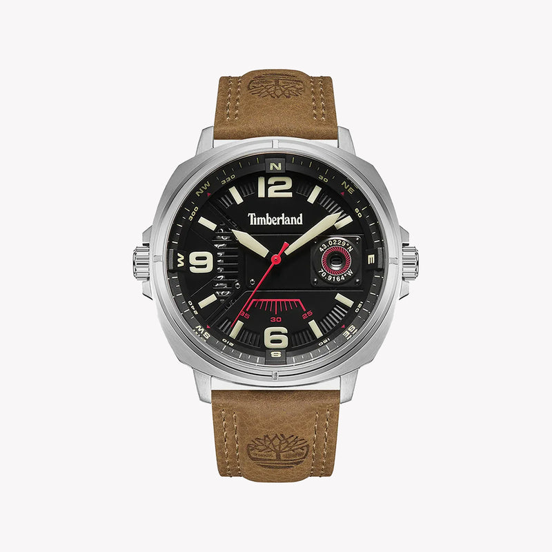Timberland Men's Silver Stainless Steel Watch, Brown Leather | Tdwgb2201402 by i-watch