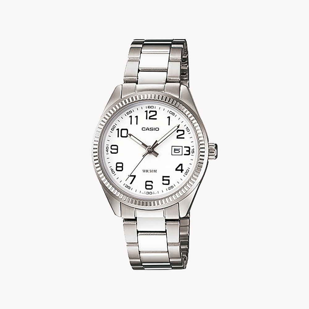 Casio Ltp-1302d-7bvdf - Sporty Elegance Women's Timepiece In Silver & White by i-watch