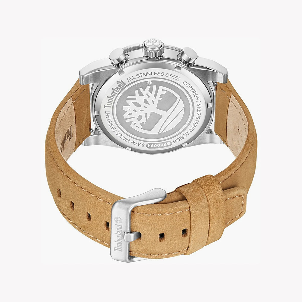 Timberland Men's Silver Stainless Steel, Brown Leather | Tdwgf0009404 by i-watch