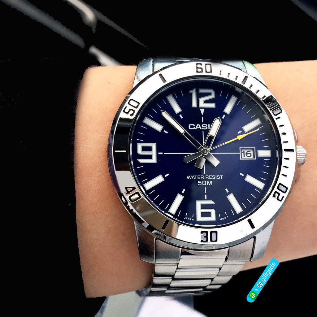 CASIO MTP-VD01D-2BV ADVENTURE READY - SPORTY BLUE DIAL MEN'S WATCH WITH STYLISH SILVER BAND-i-Watch-2