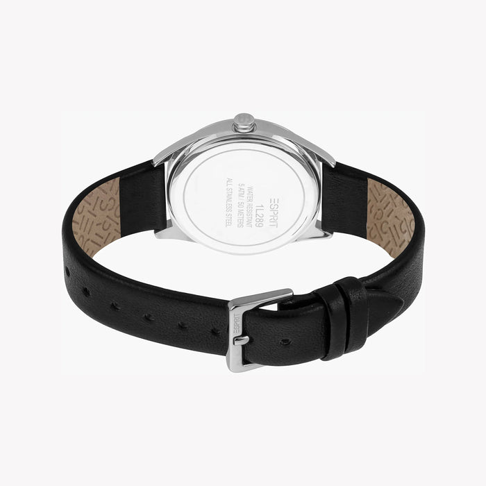 Esprit Women's Black Leather Watch, Black Dial | Es1l003m0015