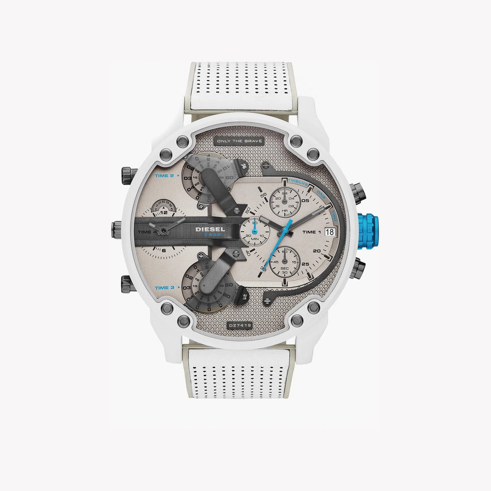 Diesel Men's White Leather Watch, Stainless Steel Case | Dz7419 by i-watch