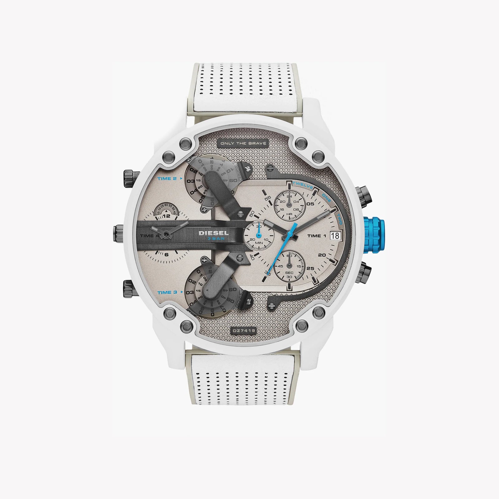 Diesel Men's White Leather Watch, Stainless Steel Case | Dz7419 by i-watch