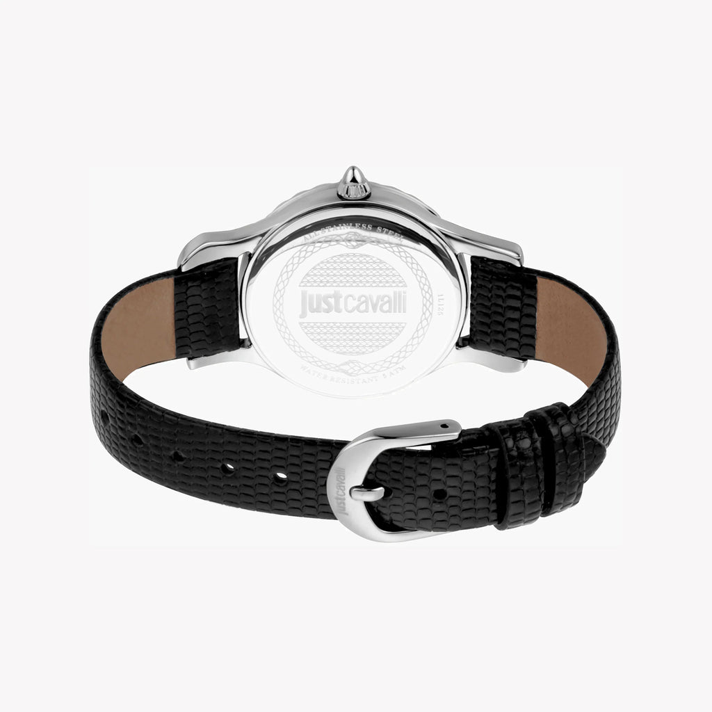 JUST CAVALLI Women's Watch with Silver Stainless Steel Case and Black Leather Band-i-Watch-4