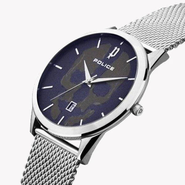 Police Men's Silver Watch, Blue Dial | P15305js03mma by i-watch
